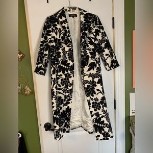 Long black and white floral coat